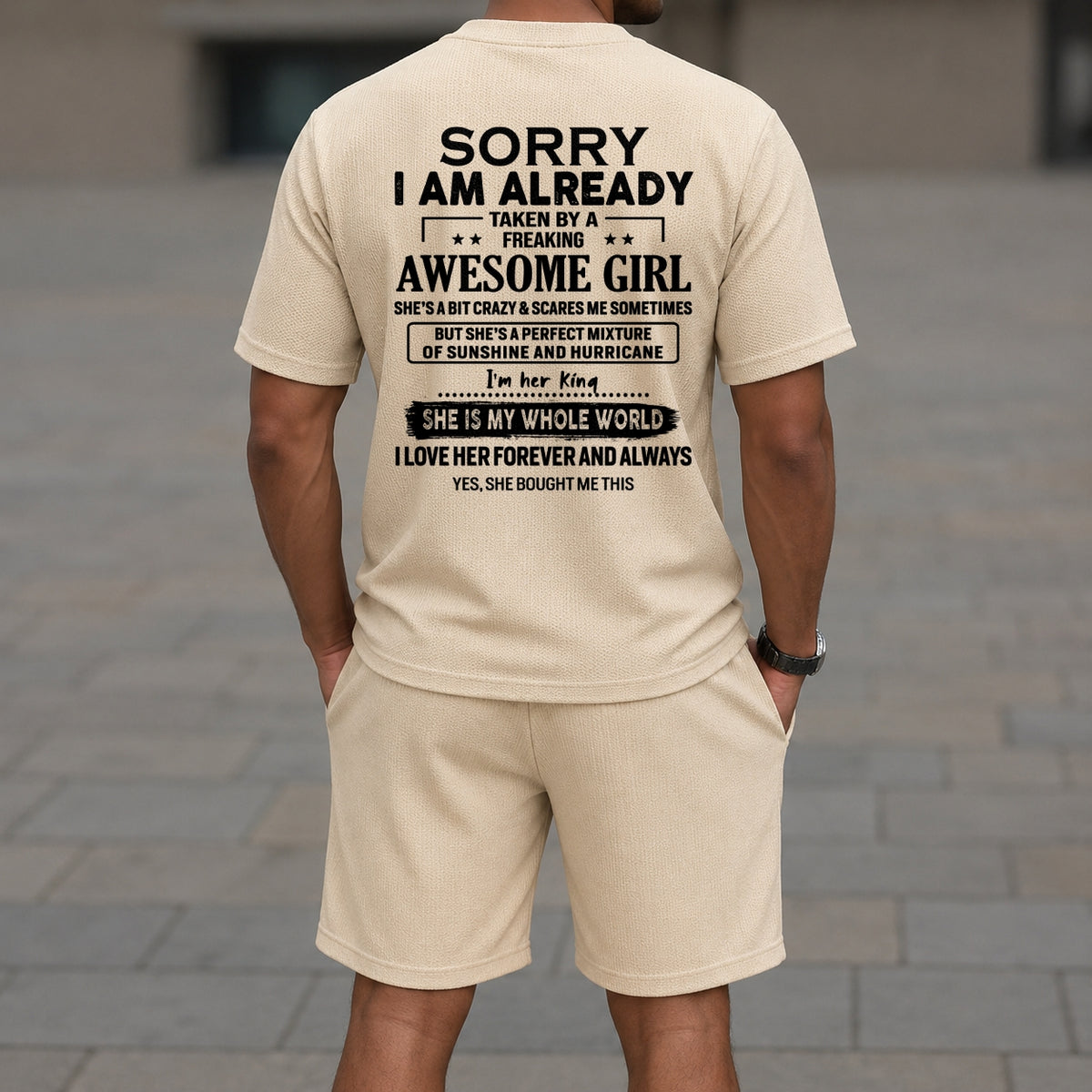 SORRY I AM ALREADY TAKEN BY FREAKING AWESOME WIFE - Waffle casual suit I GIFT FOR HUSBAND FROM WIFE - A09-739 I TRNN00 (SKU2607-76-00)