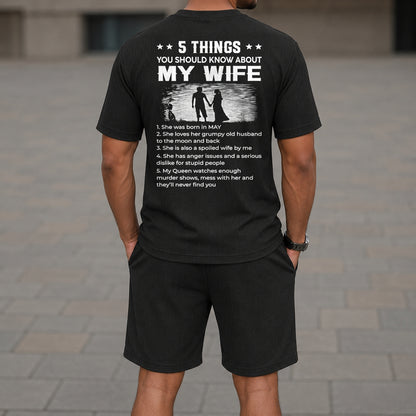 MAY - 5 THING YOU SHOULD KNOW ABOUT MY WIFE - Waffle casual suit I GIFT FOR HUSBAND FROM WIFE - A09-739 I TRNN05 (SKU2607-142-05)