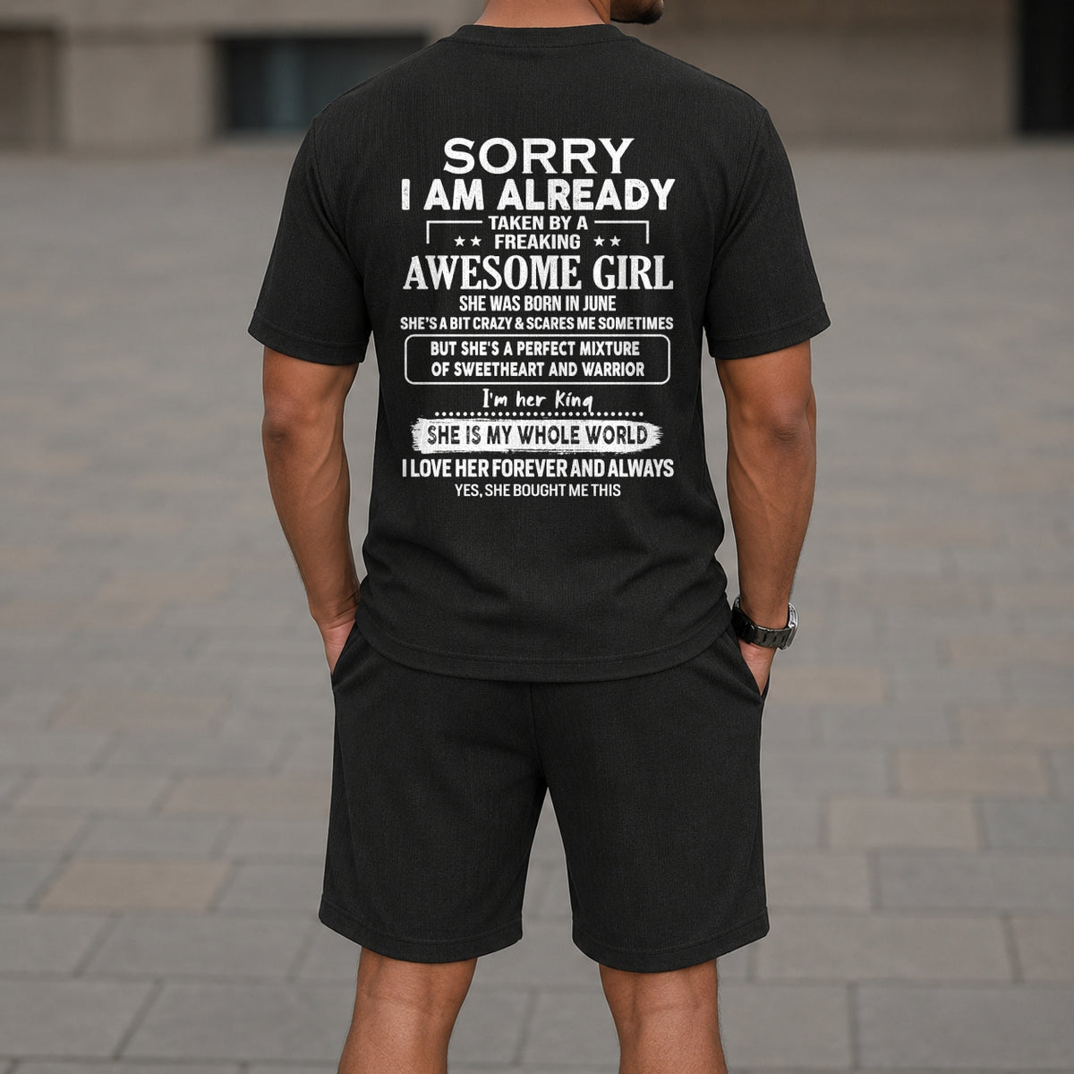 JUNE - SORRY I AM ALREADY TAKEN BY FREAKING AWESOME WIFE - Waffle casual suit I GIFT FOR HUSBAND FROM WIFE - A09-739 I TRNN06 (SKU2607-75-06)