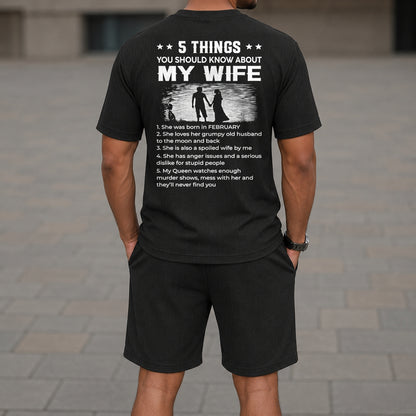 FEBRUARY - 5 THING YOU SHOULD KNOW ABOUT MY WIFE - Waffle casual suit I GIFT FOR HUSBAND FROM WIFE - A09-739 I TRNN02 (SKU2607-142-02)