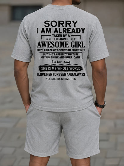 SORRY I AM ALREADY TAKEN BY FREAKING AWESOME WIFE - Waffle casual suit I GIFT FOR HUSBAND FROM WIFE - A09-739 I TRNN00 (SKU2607-76-00)