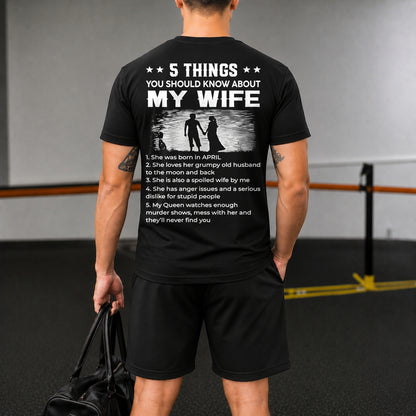 APRIL - 5 THING YOU SHOULD KNOW ABOUT MY WIFE - Waffle casual suit I GIFT FOR HUSBAND FROM WIFE - A09-739 I TRNN04 (SKU2607-142-04)