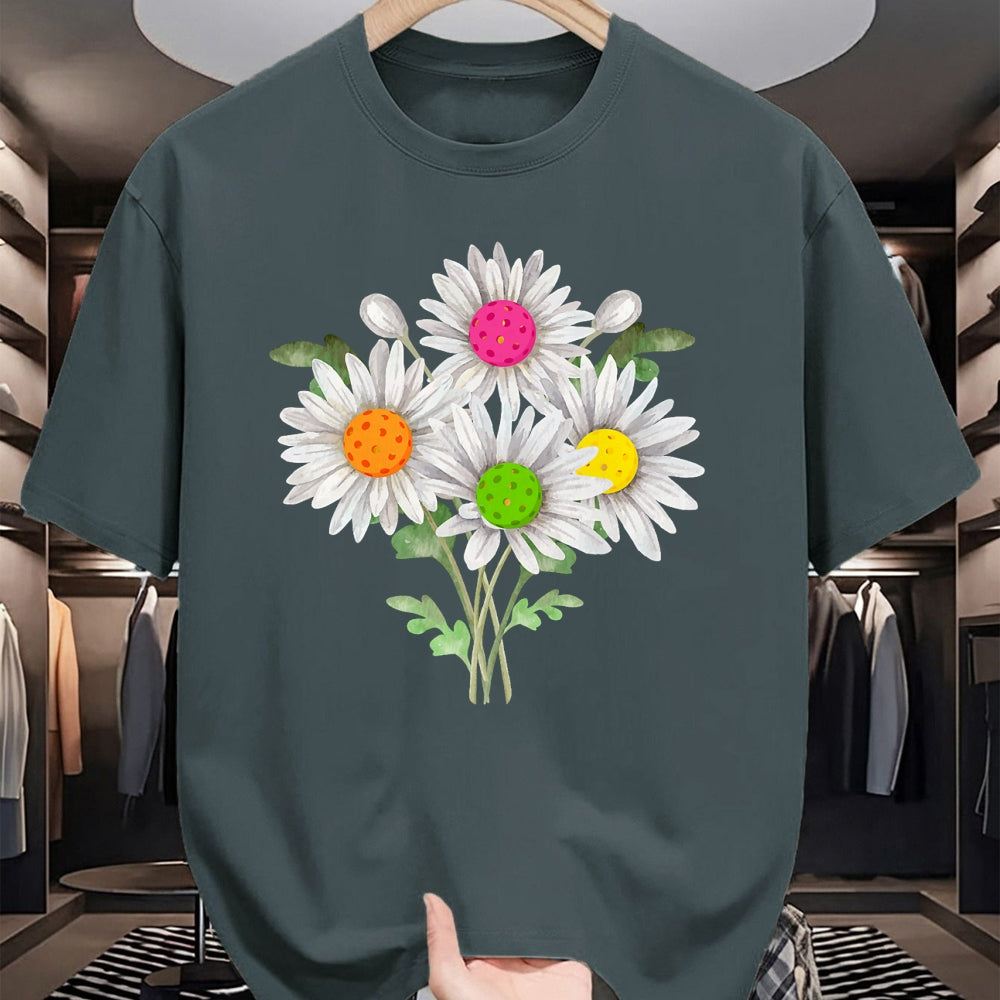 Funny Pickleball Shirt, Pickleball Lover Unisex T-Shirt/Hoodie/Sweatshirt HLT00 - Daisy Pickleball Flower Pickleball Player Paddleball Lover T-Shirt