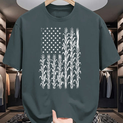 Best Farmer Life Shirt, Funny Farmer UnisexT-Shirt/Hoodie/Sweatshirt HLT00 - American Flag Corn Field Farmer Patriotic (on Back) T-Shirt (3)