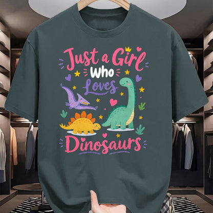 Best Dinosaur Lover Shirt, Funny Dinosaur UnisexT-Shirt/Hoodie/Sweatshirt HLT00 - Just a Girl Who Loves Dinosaurs Cartoon Design T-Shirt