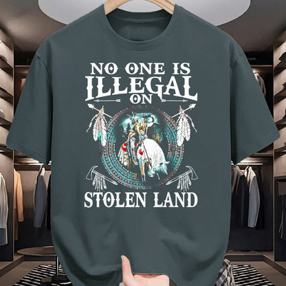 Native American T-Shirts, Vintage Native American Unisex T-Shirt/Hoodie/Sweatshirt HLT00 - No One Is Illegal on Stolen Land Gifts Native Americans