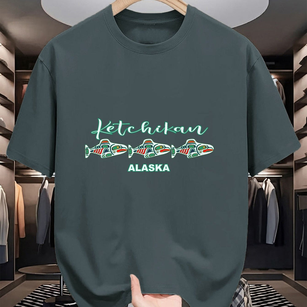 Native American T-Shirts, Vintage Native American Unisex T-Shirt/Hoodie/Sweatshirt HLT00 - Ketchikan Alaska Native Art Salmon Fishing Capital Souvenir
