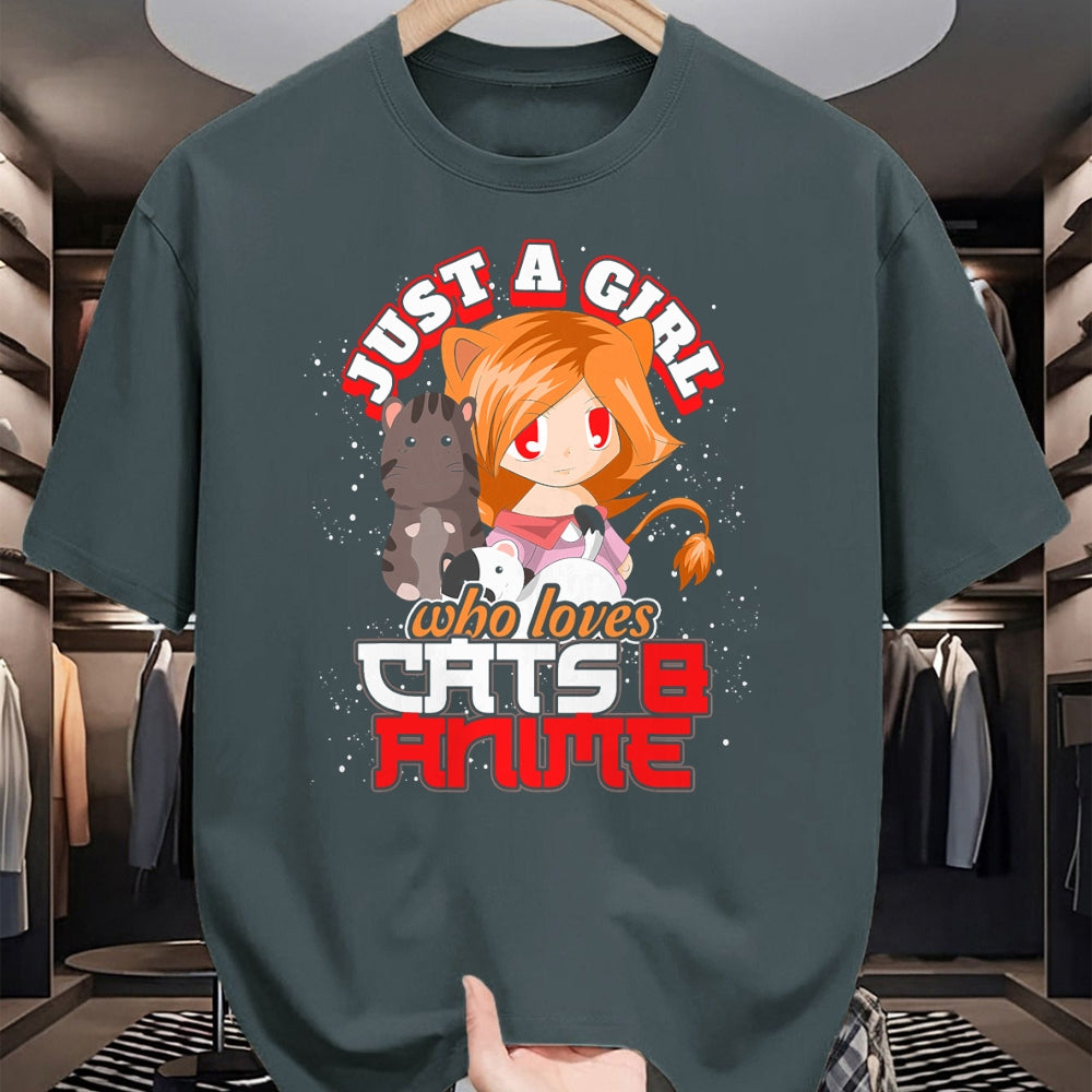 Cat Love Shirt, Funny Cat Lover Gift UnisexT-Shirt/Hoodie/Sweatshirt HLT00 - Pet Owner Gift Cute Cat Just A Girl Who Loves Cats And Anime T-Shirt