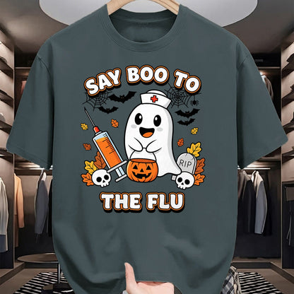 Best Doctor Shirt, Funny Doctor UnisexT-Shirt/Hoodie/Sweatshirt HLT00 - Doctor Say Boo to The Flu Halloween Vaccine Squad T-Shirt