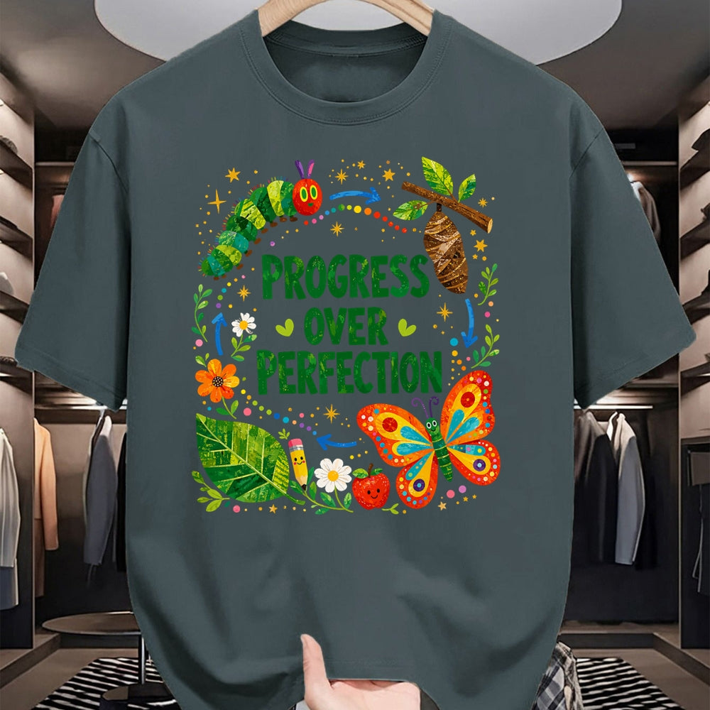 Best Student Shirt, Funny Back To School UnisexT-Shirt/Hoodie/Sweatshirt HLT00 - Teachers Back to School Progress Over Perfection Butterfly T-Shirt