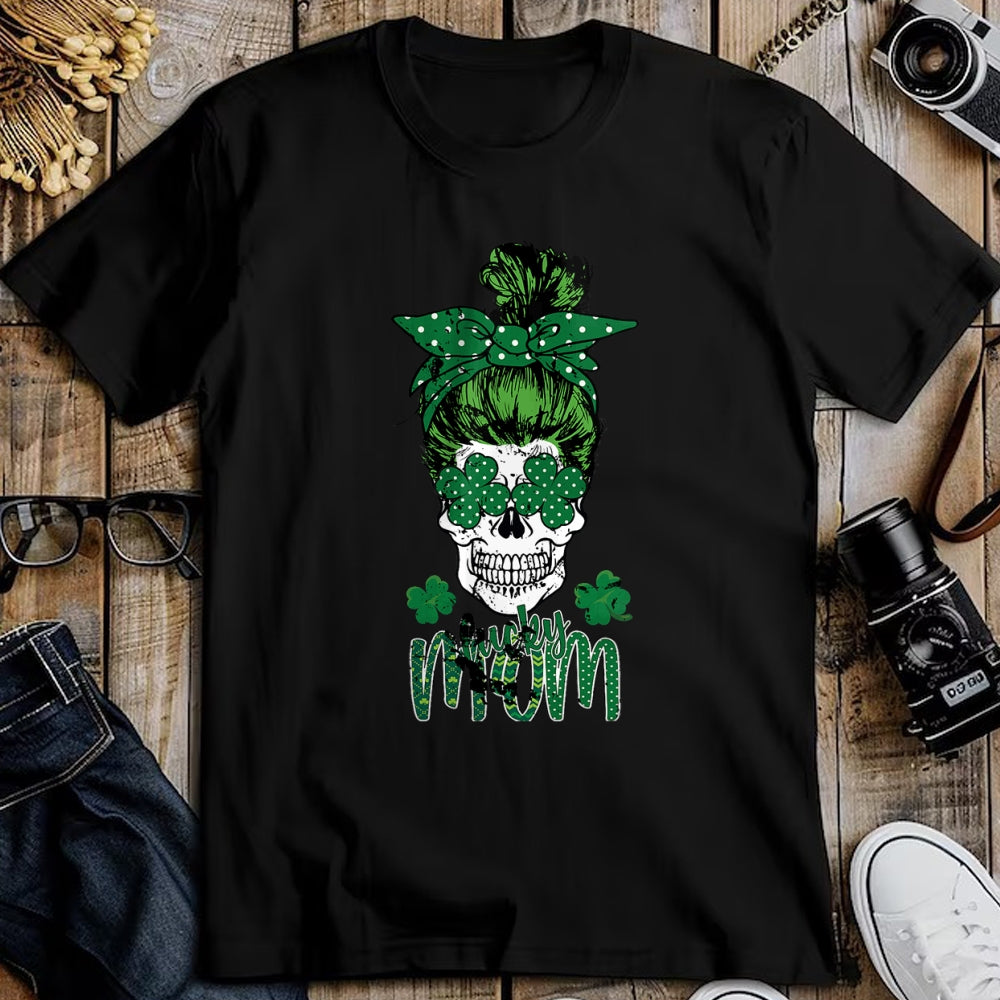 Gift for Mom Shirt, Funny Mom Unisex T-Shirt/Hoodie/Sweatshirt HLT00 - Lucky Mom St Patricks Day Irish Sugar Skull Head Gift Womens T-Shirt