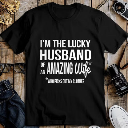 Best Wife Shirt, Wife and Husband Unisex T-Shirt/Hoodie/Sweatshirt HLT00 - Gift for wife T shirt, lucky wife   Womens Lucky Husband Of A Wife Who Picks Out My Clothes V-Neck T