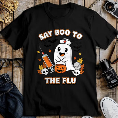 Best Doctor Shirt, Funny Doctor UnisexT-Shirt/Hoodie/Sweatshirt HLT00 - Doctor Say Boo to The Flu Halloween Vaccine Squad T-Shirt