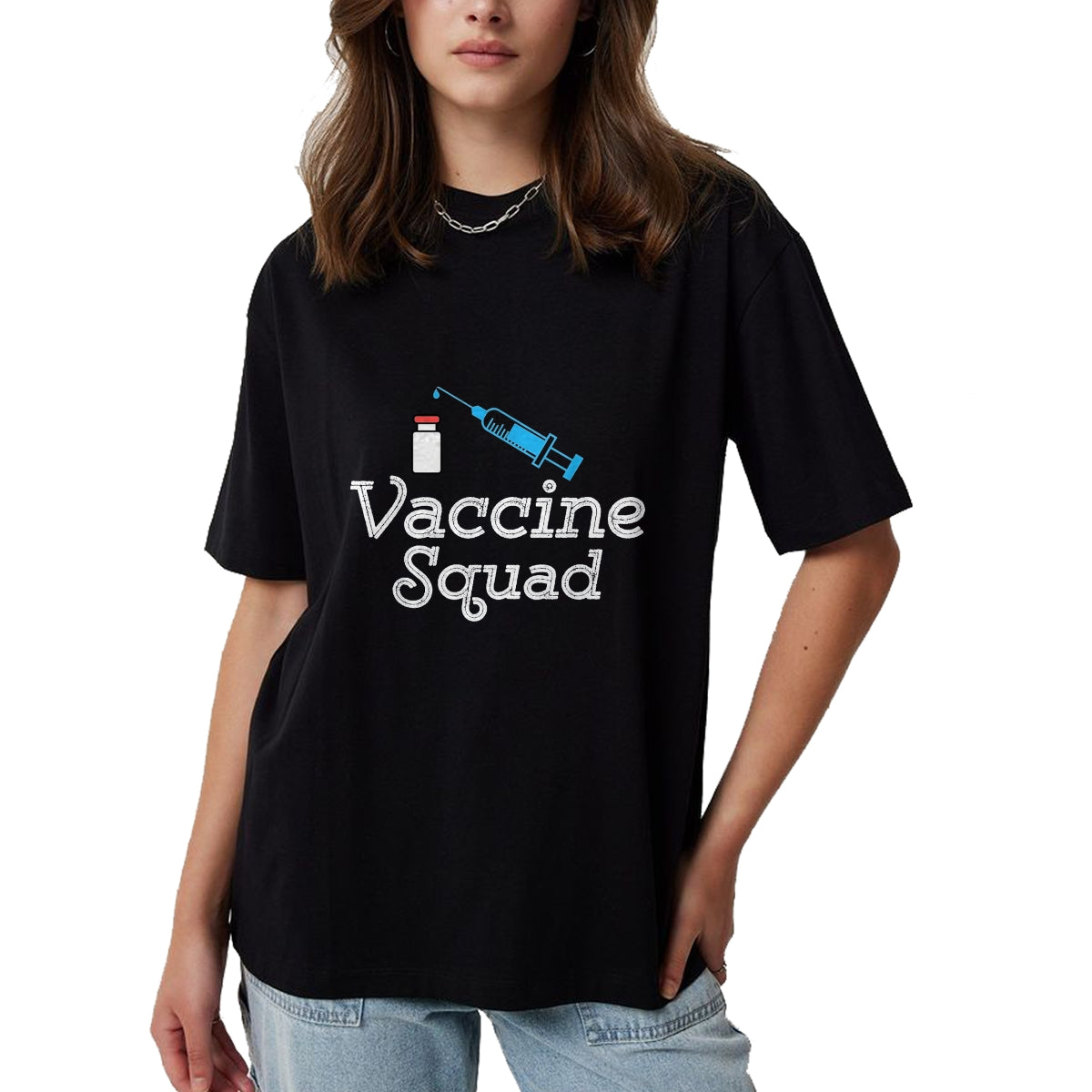 Best Doctor Shirt, Funny Doctor UnisexT-Shirt/Hoodie/Sweatshirt HLT00 - Funny Vaccine Squad Cute Nurse Doctor DR Vaccinated 19 Tee T-Shirt, Women, Black, Medium
