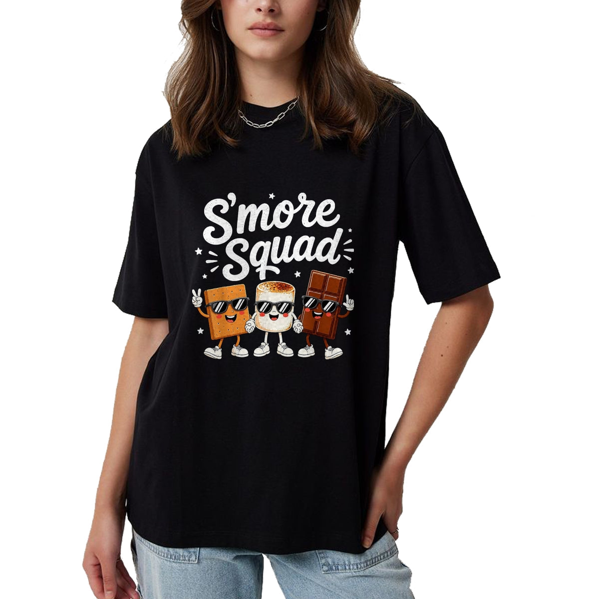Funny Camping Shirt, Gift For Camping Lover Unisex T-Shirt/Hoodie/Sweatshirt HLT00 - Smore Squad Camping Campfire Chocolate S_Mores Kids T-Shirt, Youth, Brown, X-Small
