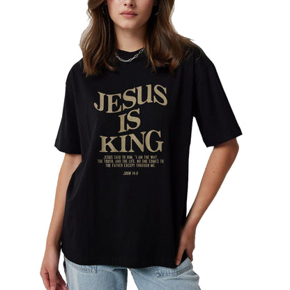Christian Tee, Christian Faith Unisex T-Shirt/Hoodie/Sweatshirt HLT00 - Jesus Is King Jesus John 146 Costume Christian (On Back) T-Shirt (1)