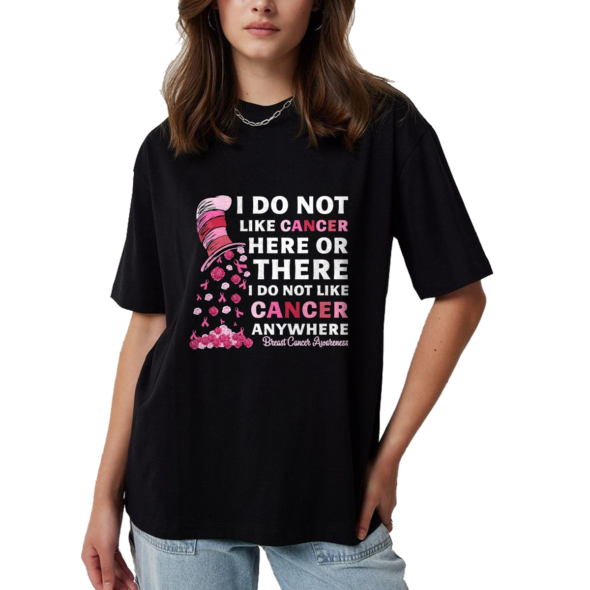Best Doctor Shirt, Funny Doctor UnisexT-Shirt/Hoodie/Sweatshirt HLT00 - Breast Cancer Awareness Tee I Do Not Like Cancer Here Or There I Do Not Like Cancer Women's Black Mo