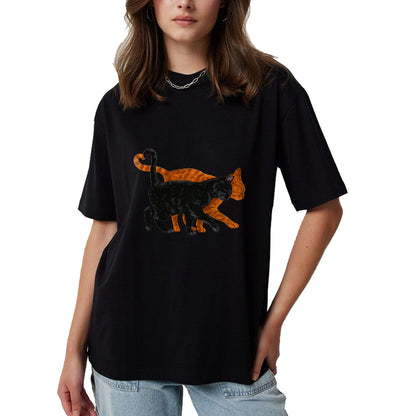 Cat Love Shirt, Funny Cat Lover Gift UnisexT-Shirt/Hoodie/Sweatshirt HLT00 - Black Cat Orange Cat Heart Tail Love T-Shirt (1)