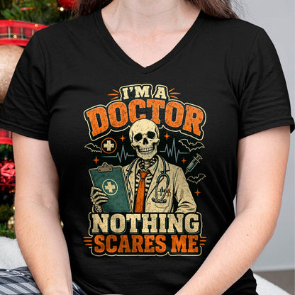 Best Doctor Shirt, Funny Doctor UnisexT-Shirt/Hoodie/Sweatshirt HLT00 - I'm a Doctor Nothing Scares Me Funny Skeleton Halloween T-Shirt