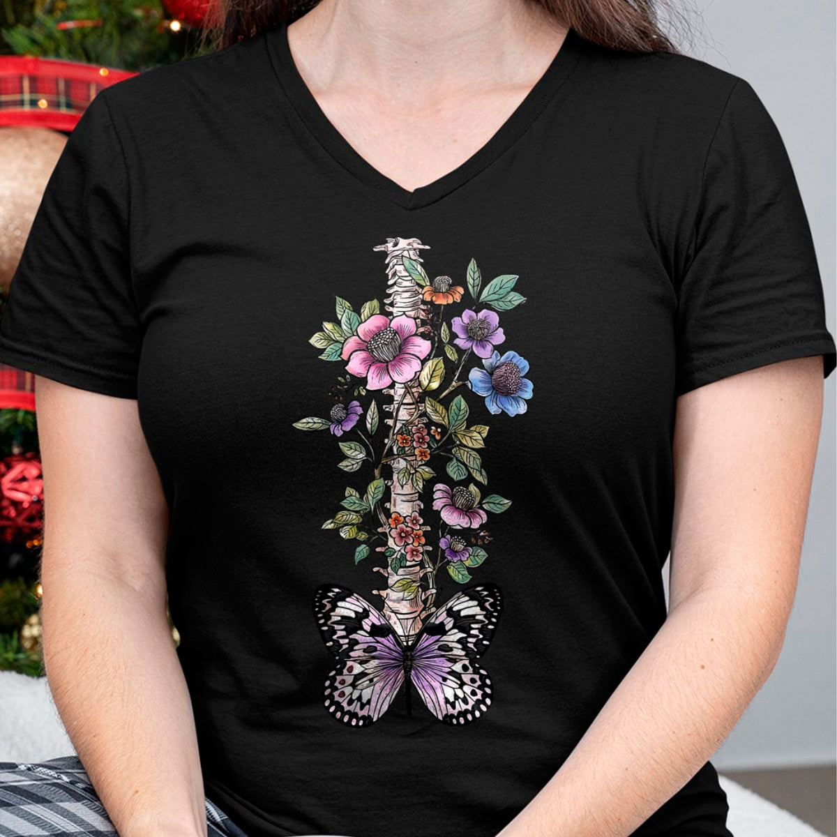 Best Doctor Shirt, Funny Doctor UnisexT-Shirt/Hoodie/Sweatshirt HLT00 - Floral Skeleton Butterfly Spine Chiropractor Chiropractic T-Shirt