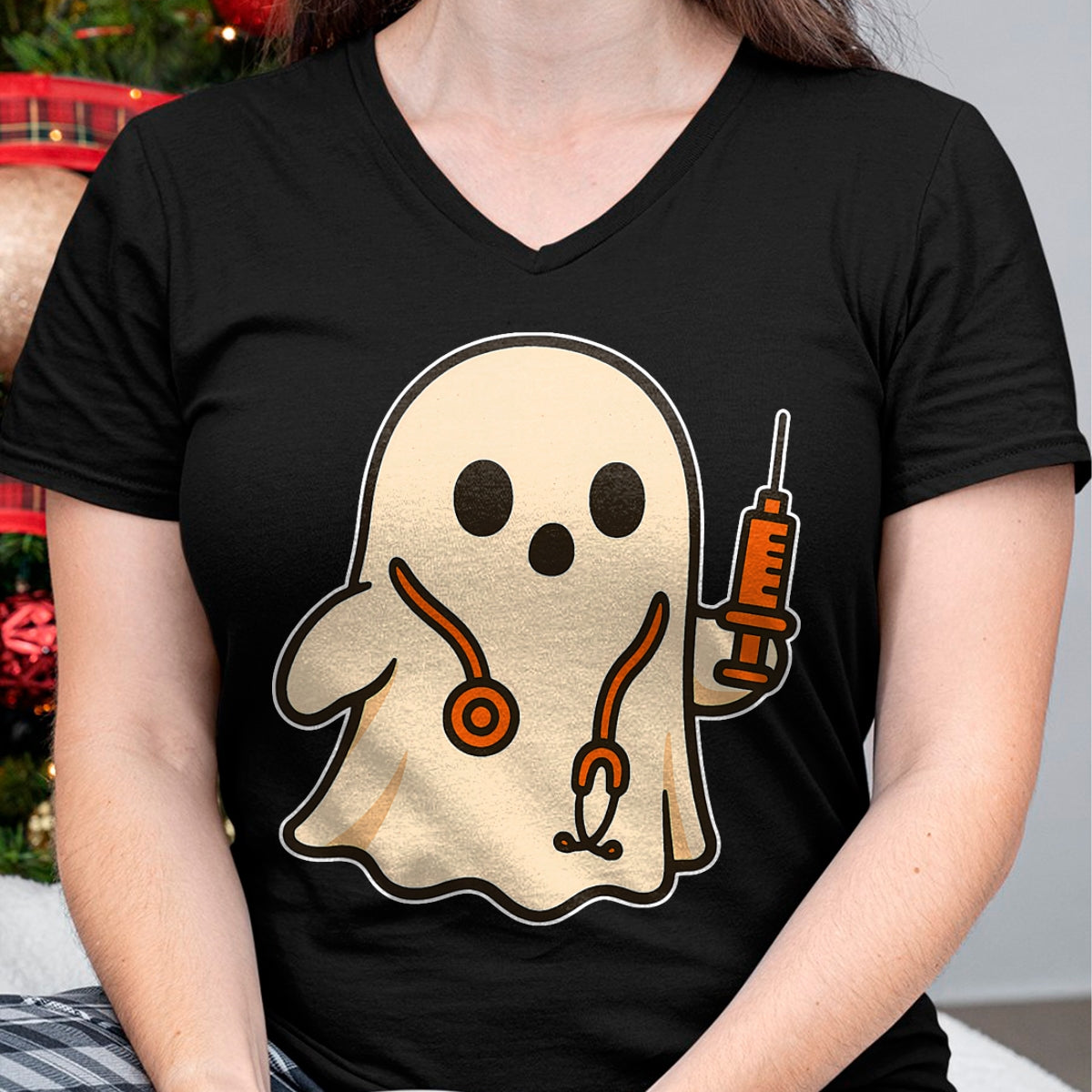 Best Doctor Shirt, Funny Doctor UnisexT-Shirt/Hoodie/Sweatshirt HLT00 - Doctor Ghost with Stethoscope T-Shirt