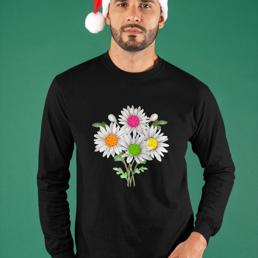 Funny Pickleball Shirt, Pickleball Lover Unisex T-Shirt/Hoodie/Sweatshirt HLT00 - Daisy Pickleball Flower Pickleball Player Paddleball Lover T-Shirt