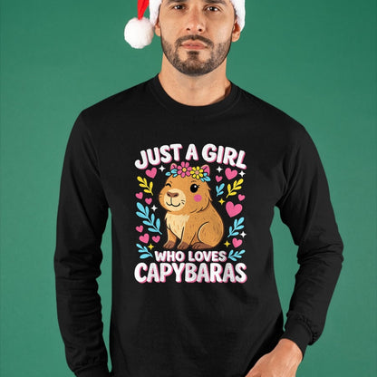Cute Capybara Shirt, Funny Capybara Unisex T-Shirt/Hoodie/Sweatshirt HLT00 - Cute Rodent Animal Just a Girl who loves Capybaras T-Shirt