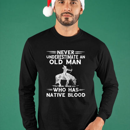 Native American T-Shirts, Vintage Native American Unisex T-Shirt/Hoodie/Sweatshirt HLT00 - Never Underestimate An Old Man Native American Warrior