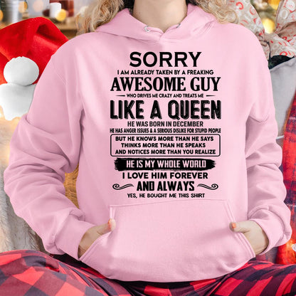 December - Sorry I am already taken by a freaking awesome guy - Gift for Wife From Husband - TRNN12 (SKU-SRG-12)