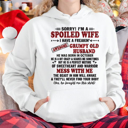 October - Spoiled Wife of Grumpy Old Husband - Special Gift For Your Wife From Husband - TRNN10 (SKU12-111-10)