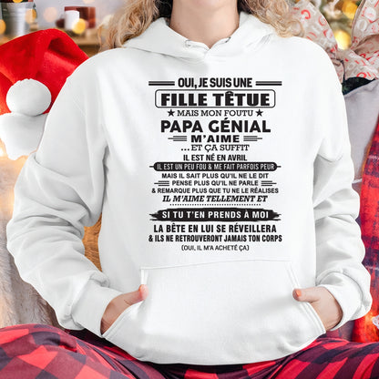 AVRIL - Oui, je suis une fille têtue – T-shirt | Cadeau d’anniversaire de papa pour sa fille - TRNN04 / fr04 (SKU12-214-04)