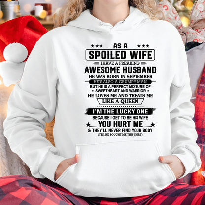 September - As A Spoiled Wife I Have Freaking Awesome Husband - Special Gift For Your Wife From Husband - TRNN09 (SKU26T-01-42-09)