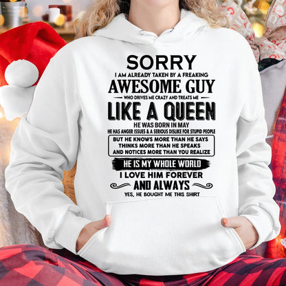 May - Sorry I am already taken by a freaking awesome guy - Gift for Wife From Husband - TRNN05 (SKU-SRG-05)