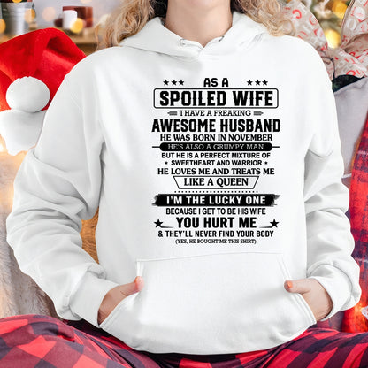November - As A Spoiled Wife I Have Freaking Awesome Husband - Special Gift For Your Wife From Husband - TRNN11 (SKU26T-01-42-11)