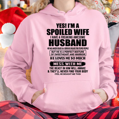 YES! I AM A SPOILED WIFE I HAVE A FREAKING AWESOME HUSBAND - T Shirt From Husband - TRNN00 (SKU2608-503-00)