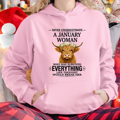JANUARY - LIFE THOUGHT WOULD BREAK HER - Birthday T Shirt For Woman - TRNN01 (SKU2606-158-01)