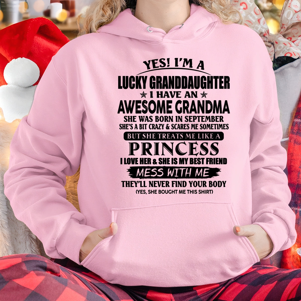 SEPTEMBER - YES! I'M A LUCKY GRANDDAUGHTER - T Shirt From Grandma To Granddaughter - TRNN09 (SKU2606-105-09)