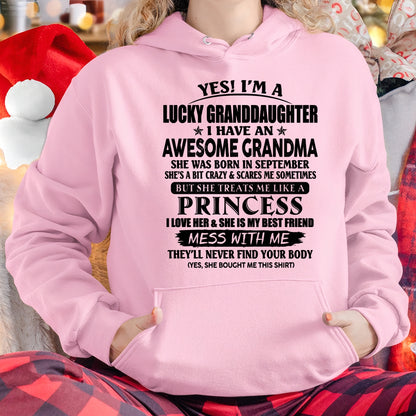SEPTEMBER - YES! I'M A LUCKY GRANDDAUGHTER - T Shirt From Grandma To Granddaughter - TRNN09 (SKU2606-105-09)