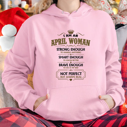 APRIL - NOT PERFECT BUT ALWAYS REAL - Birthday T Shirt For Woman - TRNN04 (SKU2605-90-04)