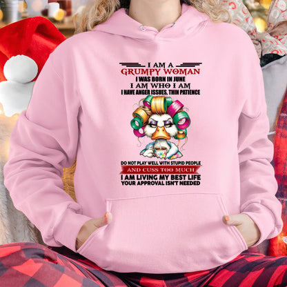 JUNE - GRUMPY WOMAN - BIRTHDAY SHIRT FOR WOMEN - TRNN06 (SKU26T-01-22-06)