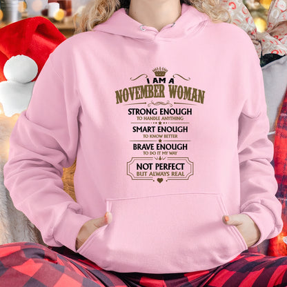 NOVEMBER - NOT PERFECT BUT ALWAYS REAL - Birthday T Shirt For Woman - TRNN11 (SKU2605-90-11)