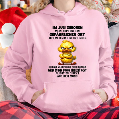 JULI – MEIN KOPF IST EIN GEFÄHRLICHER ORT – GEBURTSTAGS-T-SHIRT FÜR FRAUEN - DEU/TRNN07 (SKU2605-381-07)