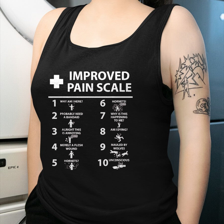 Best Doctor Shirt, Funny Doctor UnisexT-Shirt/Hoodie/Sweatshirt HLT00 - Improved Pain Scale Healthcare Nurse Pain Level Chart Doctor T-Shirt, Men, Black, 3X-Large