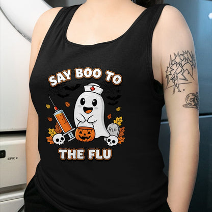 Best Doctor Shirt, Funny Doctor UnisexT-Shirt/Hoodie/Sweatshirt HLT00 - Doctor Say Boo to The Flu Halloween Vaccine Squad T-Shirt