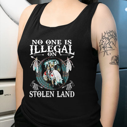 Native American T-Shirts, Vintage Native American Unisex T-Shirt/Hoodie/Sweatshirt HLT00 - No One Is Illegal on Stolen Land Gifts Native Americans