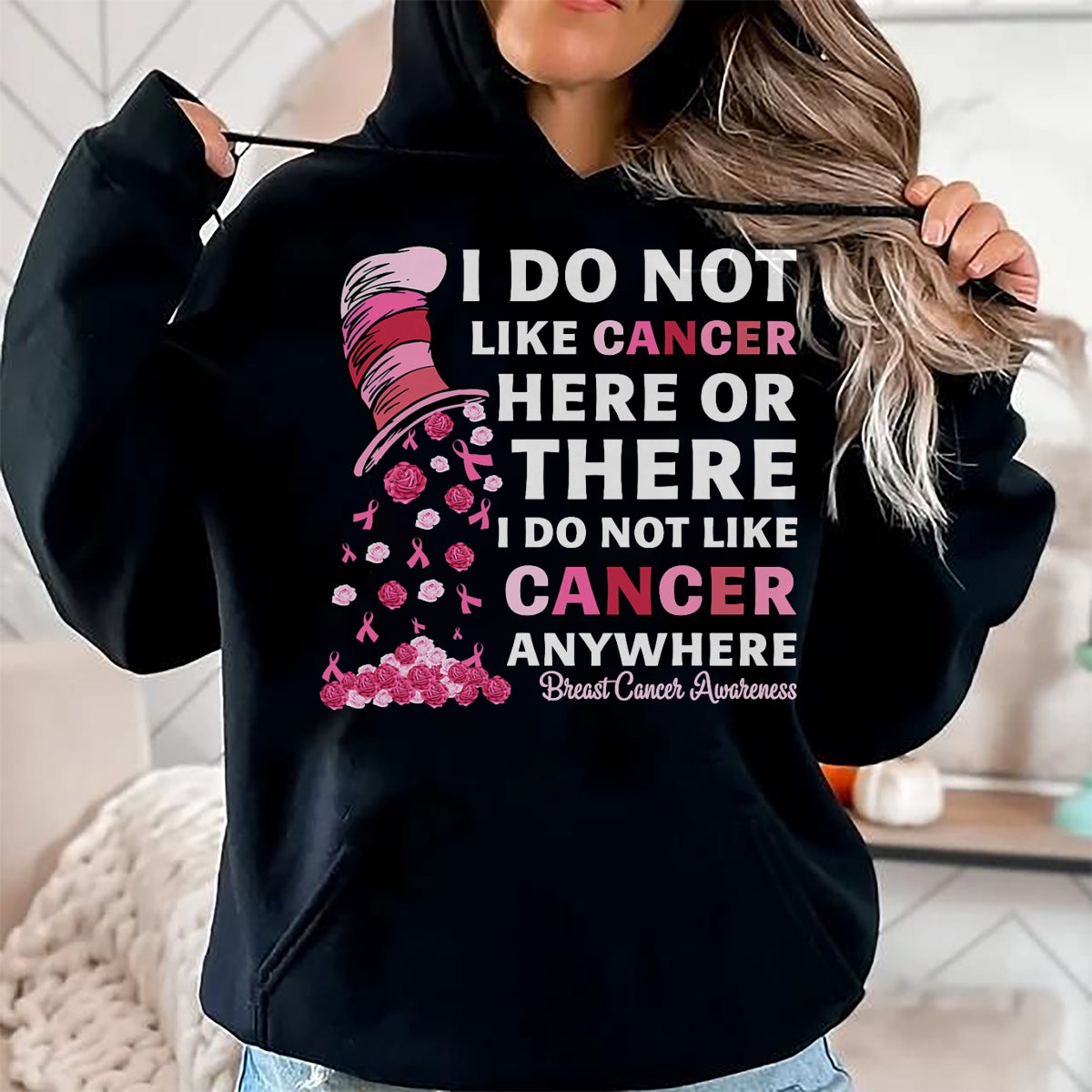 Best Doctor Shirt, Funny Doctor UnisexT-Shirt/Hoodie/Sweatshirt HLT00 - Breast Cancer Awareness Tee I Do Not Like Cancer Here Or There I Do Not Like Cancer Women's Black Mo