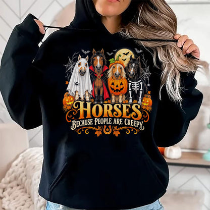 Best Horse Lover Shirt , Funny Horse UnisexT-Shirt/Hoodie/Sweatshirt HLT00 - Horses Because People are Creepy Halloween Horse T-Shirt
