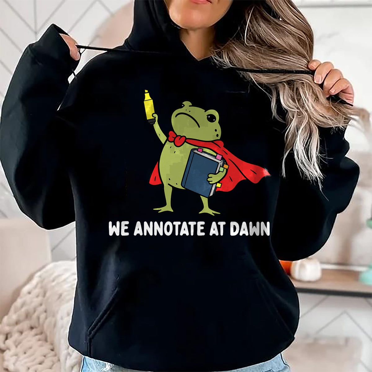 Best Teacher Shirt, Funny Teacher UnisexT-Shirt/Hoodie/Sweatshirt HLT00 - We Annotate At Dawn English Teacher Funny Frog Reader T-Shirt (1)