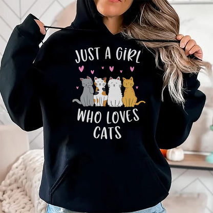 Cat Love Shirt, Funny Cat Lover Gift UnisexT-Shirt/Hoodie/Sweatshirt HLT00 - Just A Girl Who Loves Cats Cute Cat Lover T-Shirt Small (1)