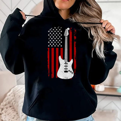 Guitar Lover Shirt, Funny Guitar UnisexT-Shirt/Hoodie/Sweatshirt HLT00 - Guitar American US Flag Music Player Electric Guitarist Gift T-Shirt